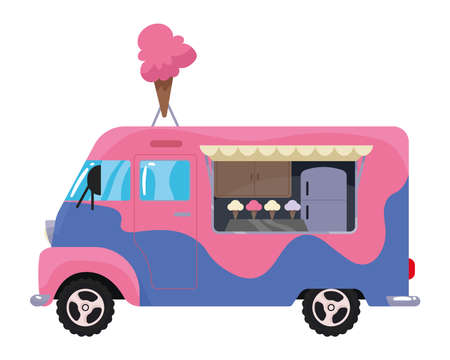 ice cream food truckのイラスト素材