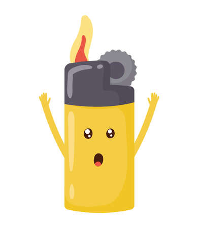 yellow lighter kawaiiのイラスト素材