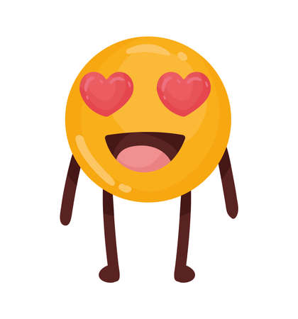 happy emoji with heartsのイラスト素材