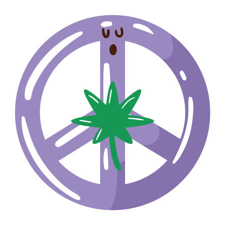 cannabis in peace and love symbolのイラスト素材