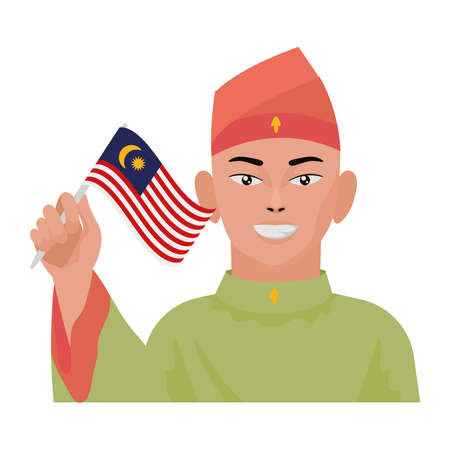 malayan man waving flagのイラスト素材