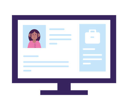 woman profile account in desktopのイラスト素材