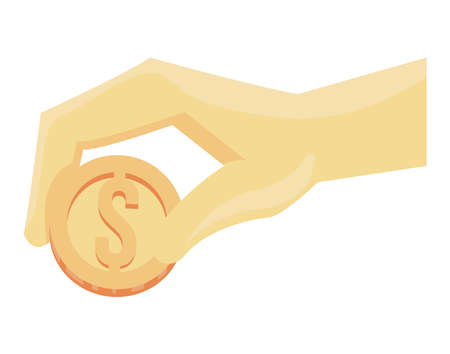 hand with coin dollarのイラスト素材