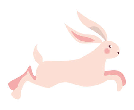 cute pink rabbit runningのイラスト素材