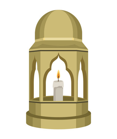 muslim lamp with candleのイラスト素材