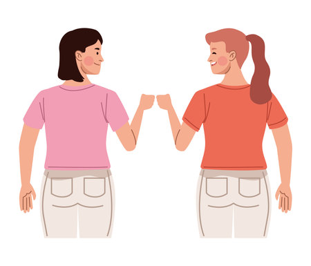 female friends bumping fistsのイラスト素材