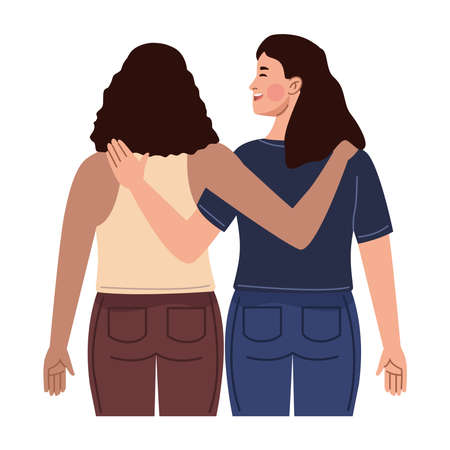 friends girls huggingのイラスト素材