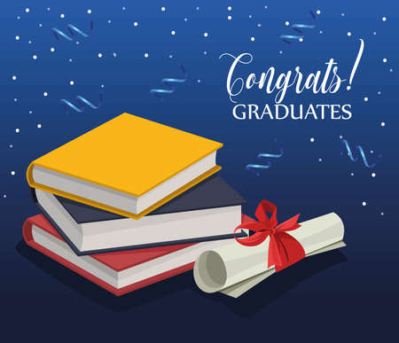 congrats graduates lettering cardのイラスト素材