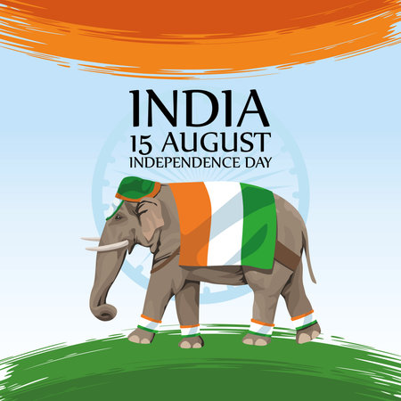 india independence lettering postcard