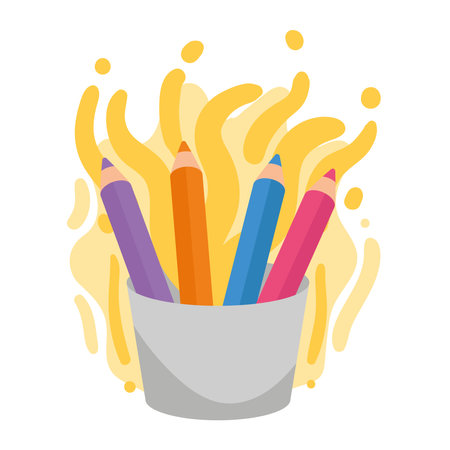 holder with colors pencilsのイラスト素材