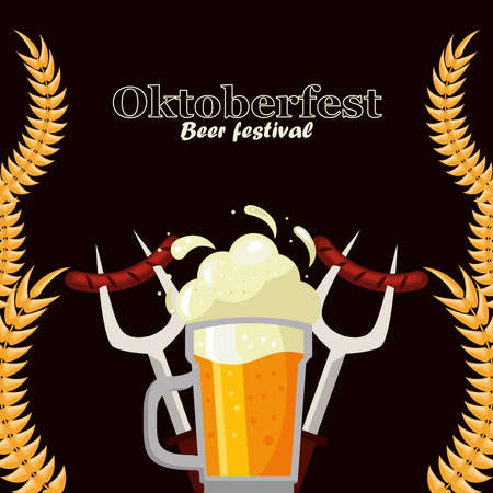 oktoberfest lettering with beerのイラスト素材
