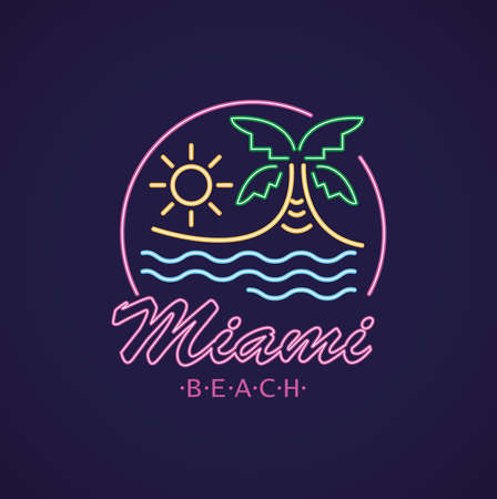 miami beach neon labelのイラスト素材
