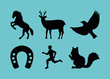 black silhouettes six icons
