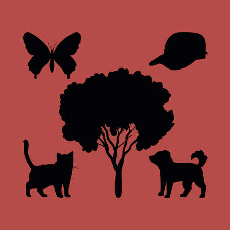 five black silhouettes iconsのイラスト素材