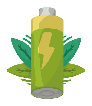 battery green with leafsのイラスト素材