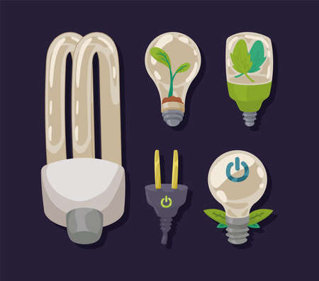 five clean energy iconsのイラスト素材