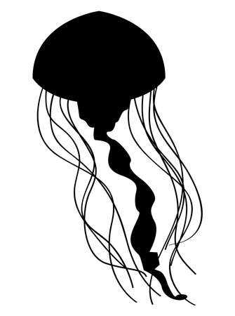 jellyfish sealife silhouetteのイラスト素材