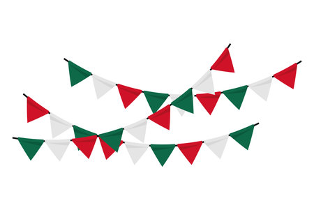 mexican flag colors garlandsのイラスト素材