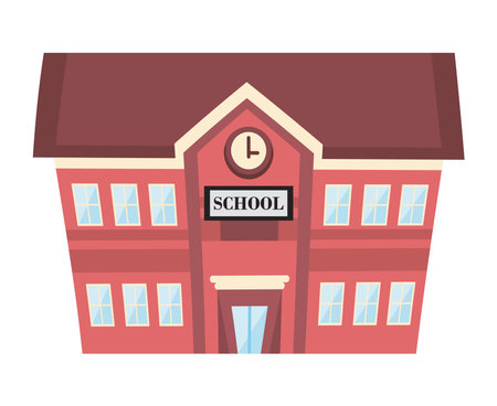 school building front facadeのイラスト素材