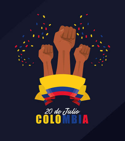 colombia independence day postcardのイラスト素材