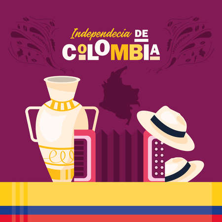 colombia independence day templateのイラスト素材