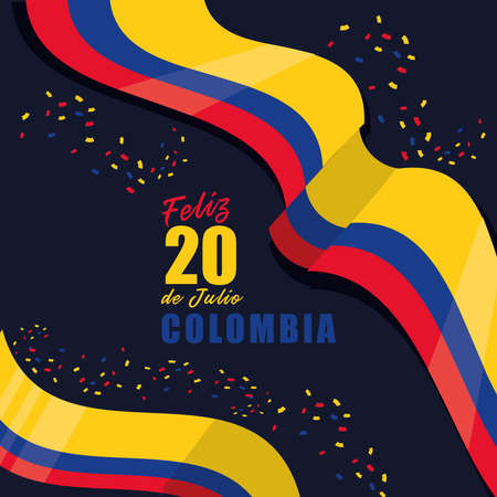 colombia independence day cardのイラスト素材
