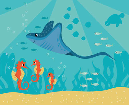 stingray sealife underwaterのイラスト素材