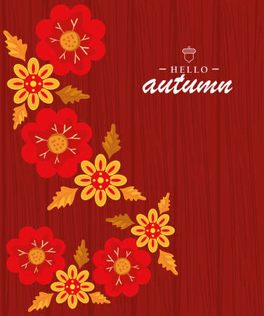 hello autumn lettering postcardのイラスト素材