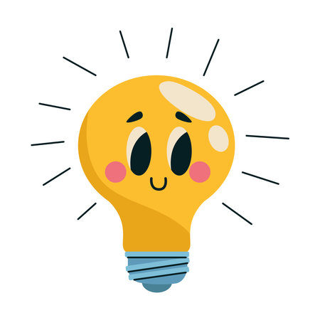 bulb energy kawaii characterのイラスト素材