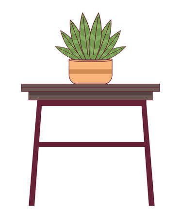 houseplant in wooden tableのイラスト素材