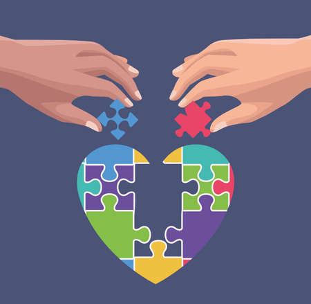 solidarity hands playing puzzleのイラスト素材