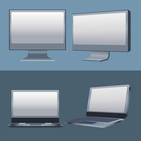 desktops and laptops mockupのイラスト素材