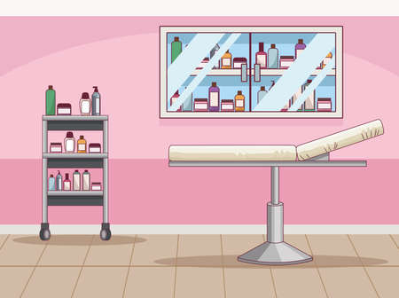 beauty salon with stretcherのイラスト素材