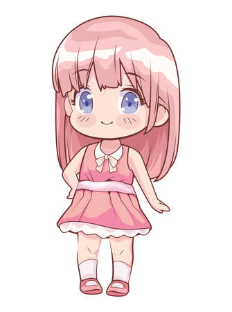 girl with pink hairのイラスト素材