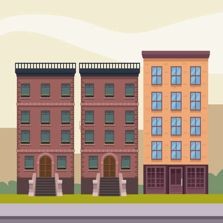 cityscape buildings sceneのイラスト素材