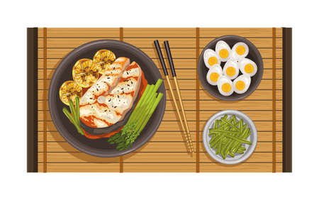 pigodi and japanese food airviewのイラスト素材