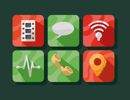 six applications menu buttons