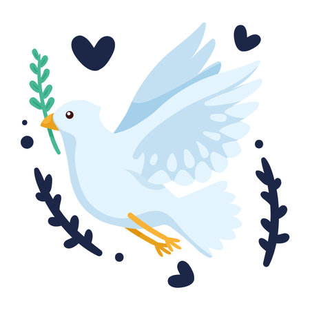 peace dove with olive branchのイラスト素材