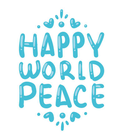 happy world peace letteringのイラスト素材