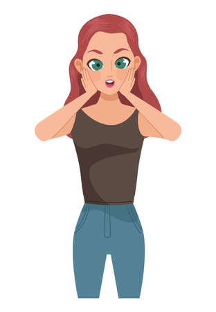 beautiful redhead terrified womanのイラスト素材