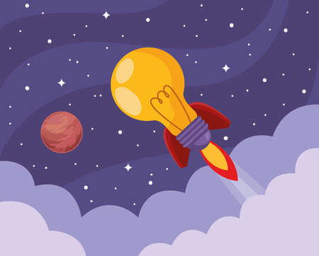 bulb start up spaceのイラスト素材