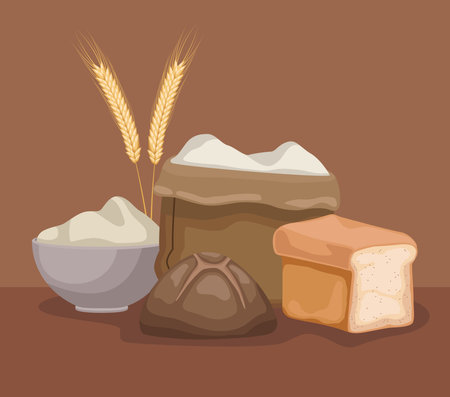 flour with breadのイラスト素材