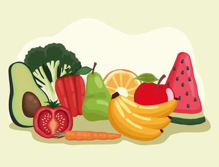 fruits and vegetablesのイラスト素材