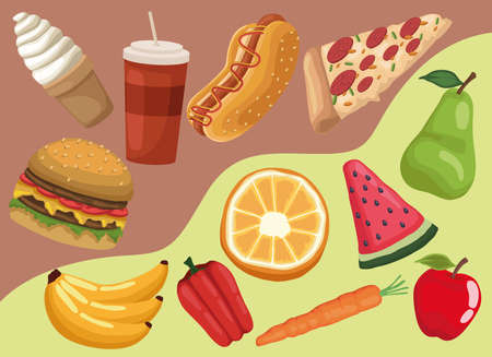 delicious food ingredients patternのイラスト素材