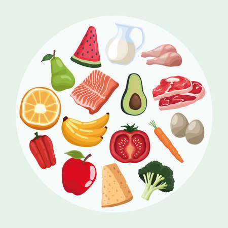 healthy food in circleのイラスト素材