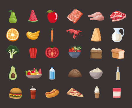 thirty delicious food iconsのイラスト素材