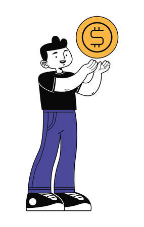 man with coin dollarのイラスト素材