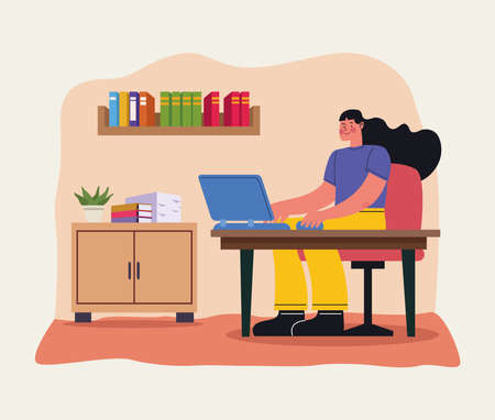 woman using laptop in the officeのイラスト素材