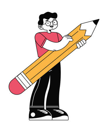 man with pencilのイラスト素材
