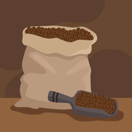 coffee sack and shovelのイラスト素材